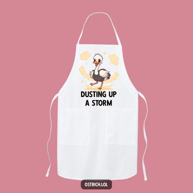Funny Ostrich Dust Kicking Apron - Hilarious Chef's Gift for Bird Lovers