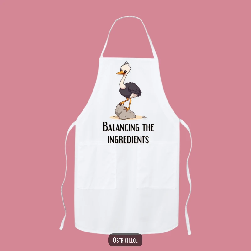 Funny Ostrich Balancing Rock Apron: Wobbly Chef's Bib, Hilarious Gift