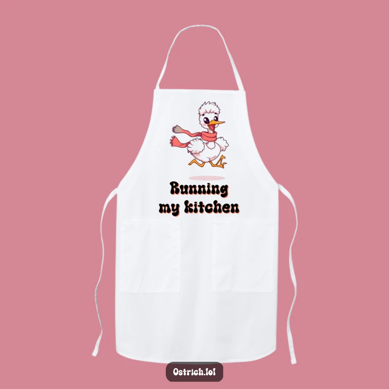 Funny Ostrich Running Scarf Apron: Cook with Hilarious Enthusiasm