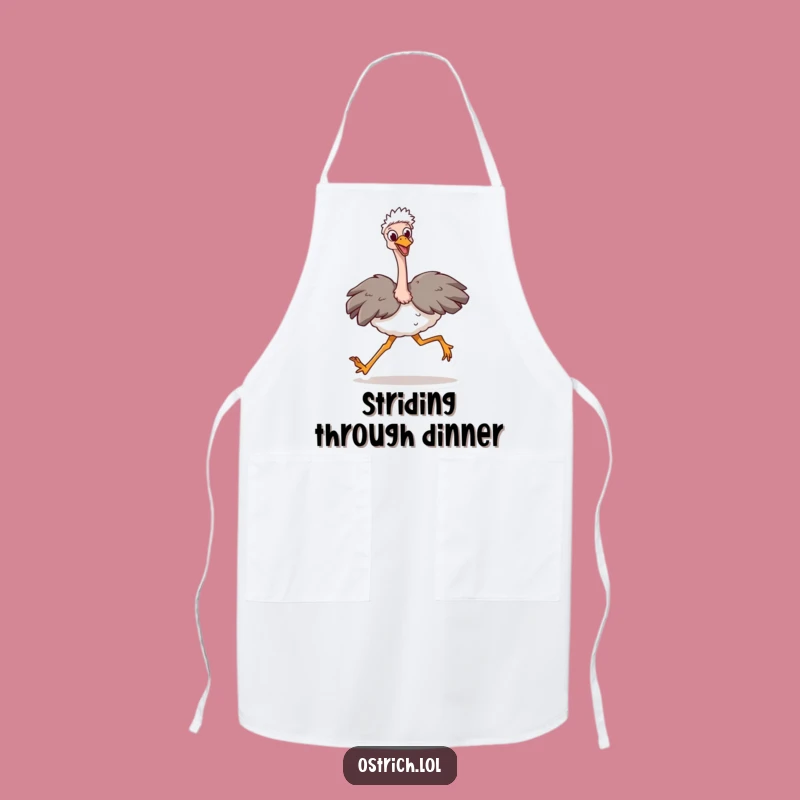Funny Ostrich Stride Apron: Cook with Big Ambitions