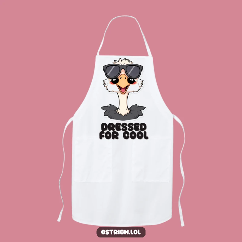 Funny Ostrich Sunglasses Apron: Hilarious Bird Kitchen Gift for Chefs