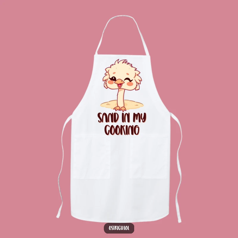 Funny Ostrich Head in Sand Apron, Giggling Chef, Kitchen & Funny Gift