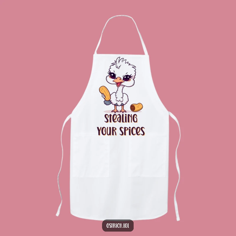 Funny Ostrich Peanut Thief Apron: Hilarious Bird Gift for Sneaky Cooks