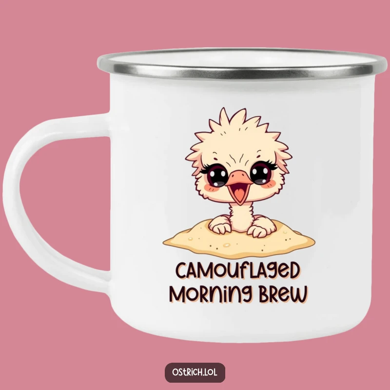 Funny Ostrich Sand Head Camping Mug - Durable & Hilarious Outdoor Escape