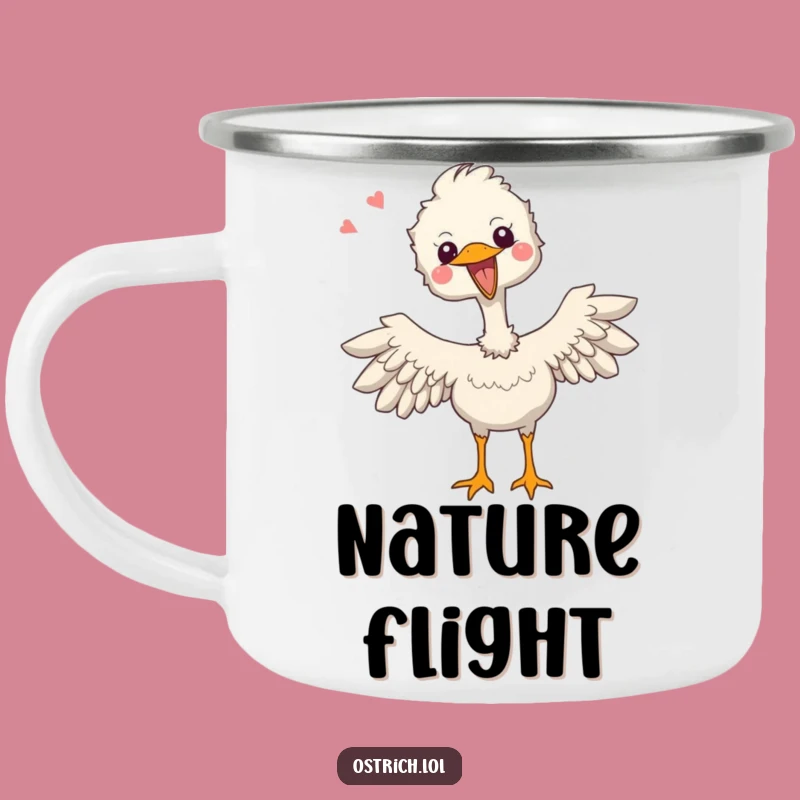 Funny Ostrich Adventure Mug - Humorous Joyful Wings Fun