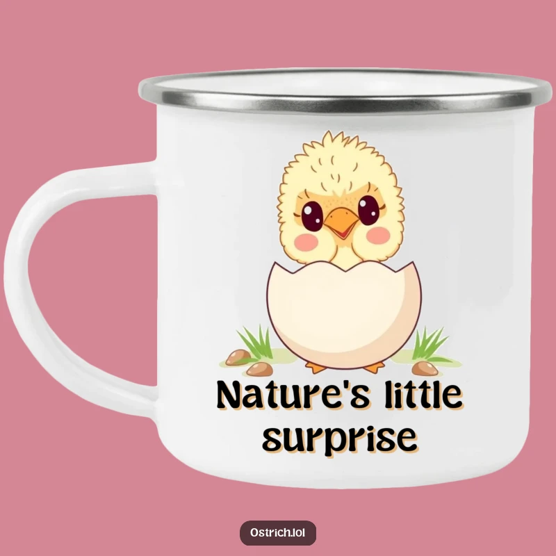 Funny Ostrich Chick Egg Camping Mug - Adorable & Hilarious Outdoor Buddy