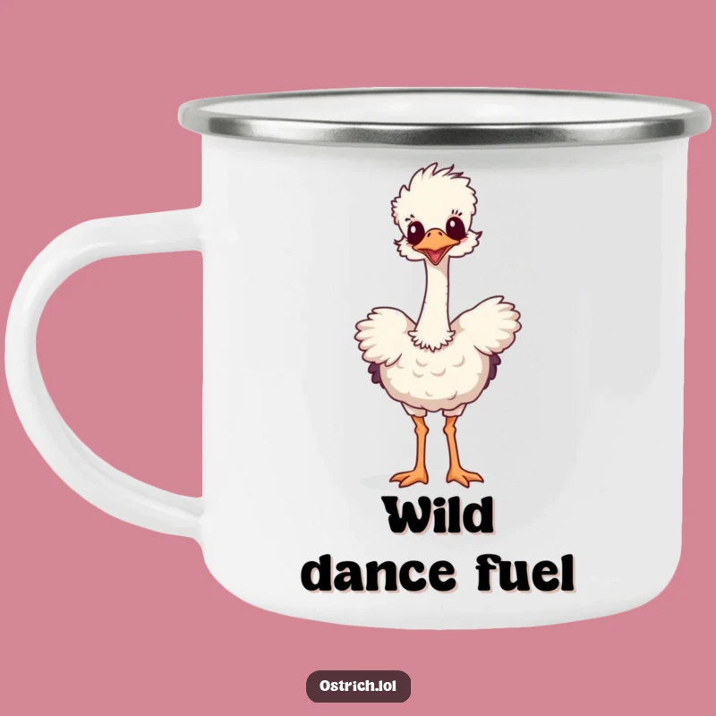 Funny Ostrich Dance Camping Mug: Adventure Fuel for Laughs