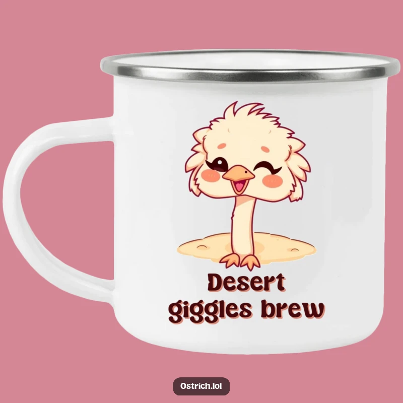 Funny Ostrich Head in Sand Camping Mug, Giggling Traveler, Adventure Funny Gift
