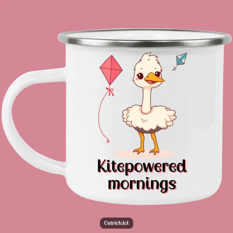 Funny Ostrich Kite Flyer Camping Mug: Durable and Hilarious Outdoor Gift