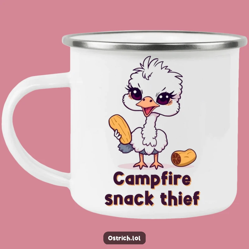 Funny Ostrich Peanut Thief Camping Mug: Durable and Hilarious Outdoor Gift