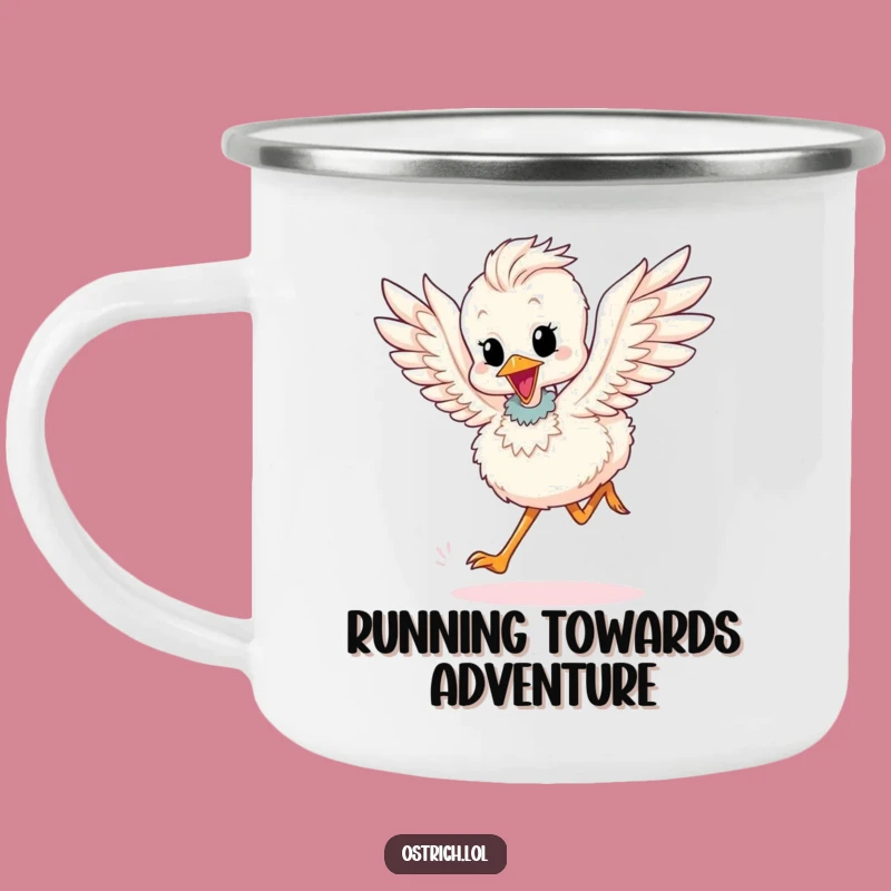 Funny Ostrich Chick Running Camping Mug: Adventure Ready