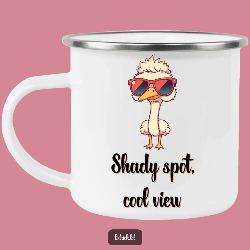 Funny Ostrich Sunglasses Camping Mug: Hilarious Style for Outdoor Adventures