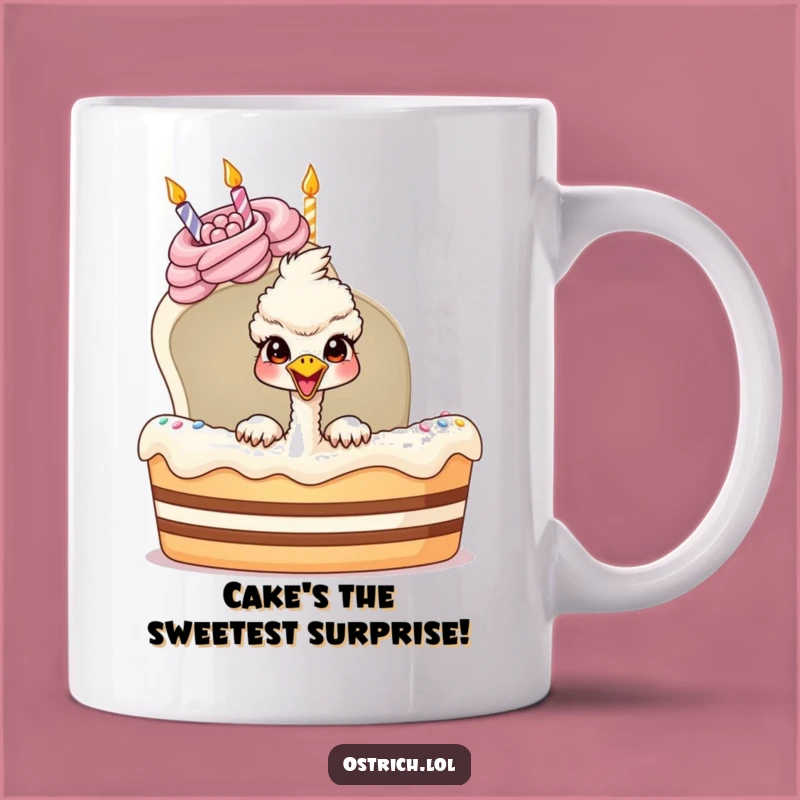 Funny Ostrich Birthday Cake Mug: A Hilarious Surprise Gift for Any Occasion