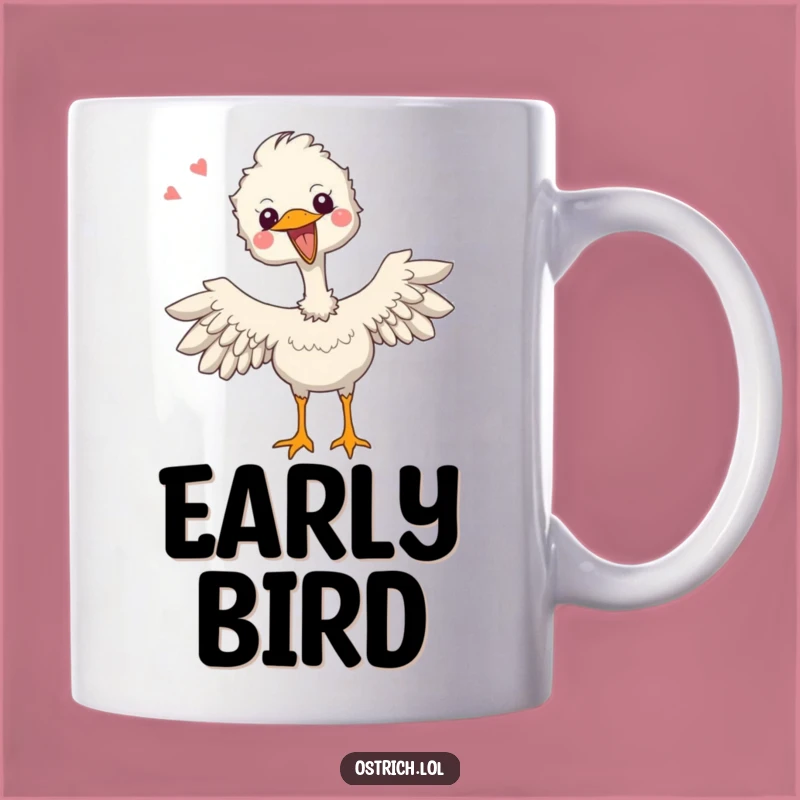 Funny Ostrich Excitement Mug - Joyful Tiny Wings Gift