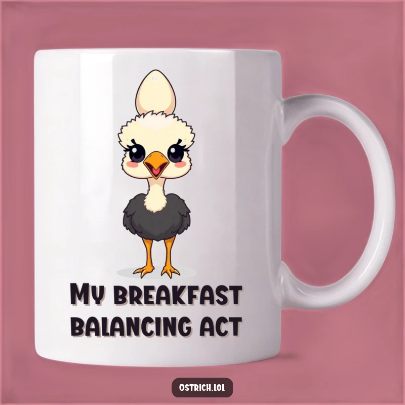 Funny Ostrich Balancing Egg Mug - Hilarious Gift for Bird Lovers