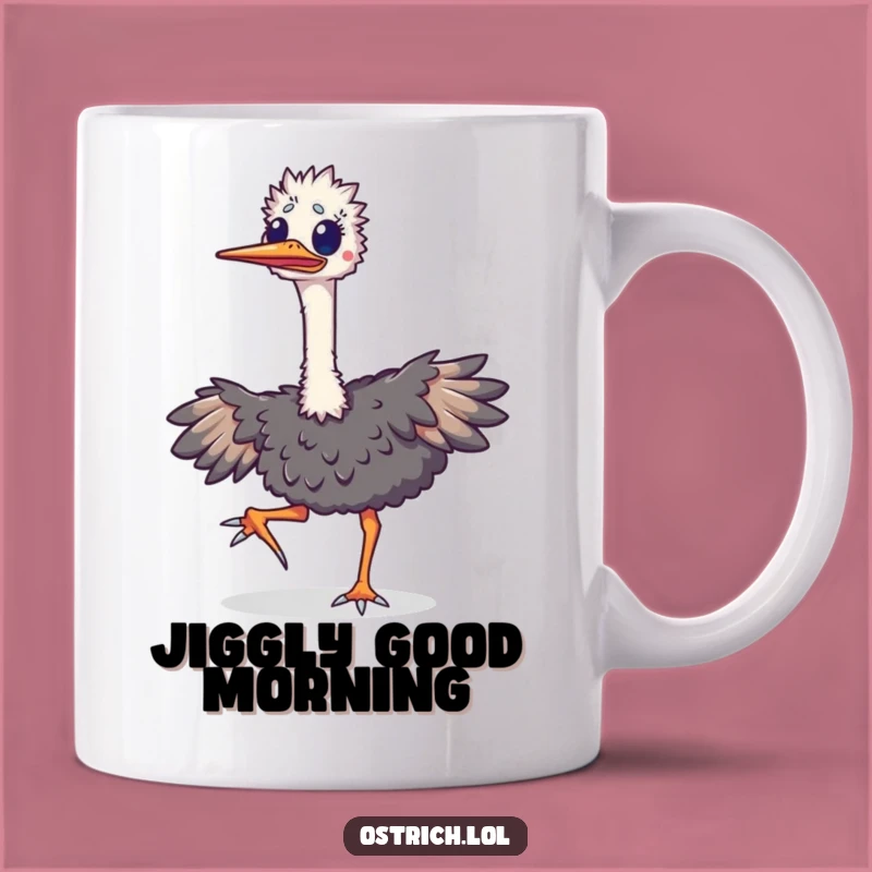 Funny Ostrich Happy Jig Mug: Hilarious Dancing Bird Gift for Joyful People