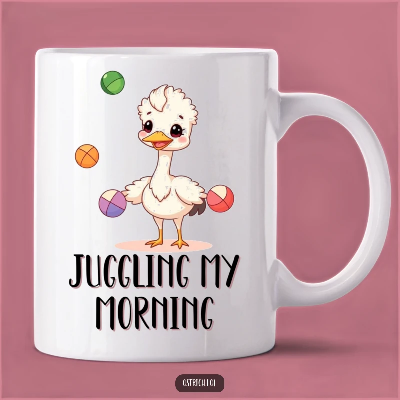 Funny Juggling Ostrich Mug: A Cheerful & Hilarious Gift for Multitaskers