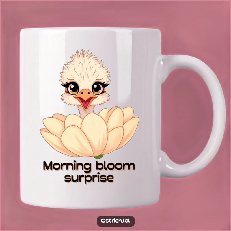 Funny Ostrich Flower Surprise Mug: Whimsical Morning Gift