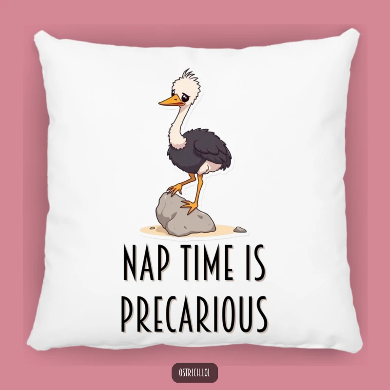 Funny Ostrich Balancing Rock Pillow: Soft Wobbly Bird Cushion, Cute Gift