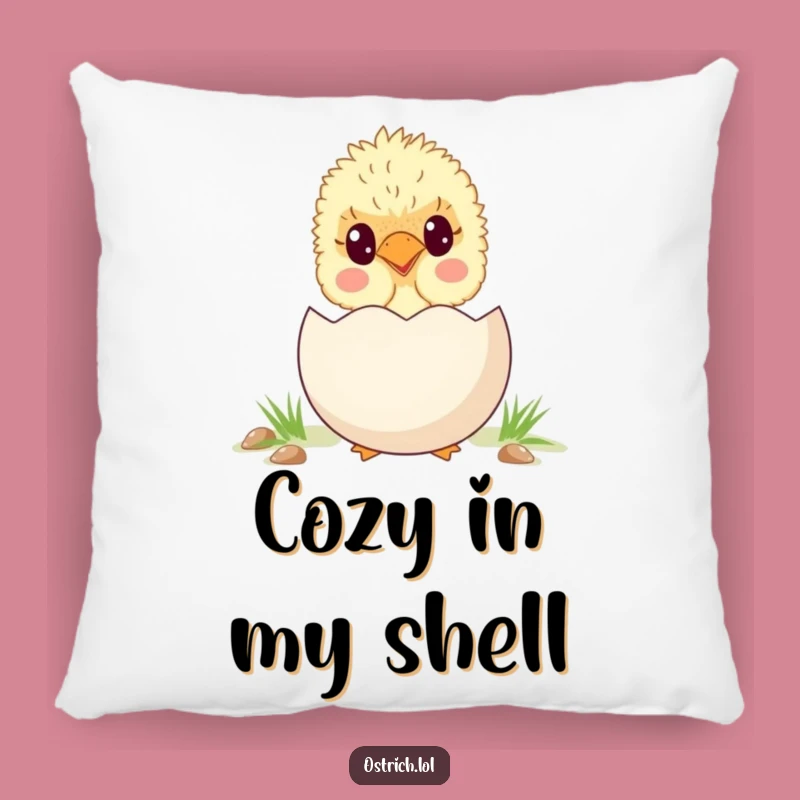 Funny Ostrich Chick Egg Pillow - Cozy & Adorable Funny Accent Pillow