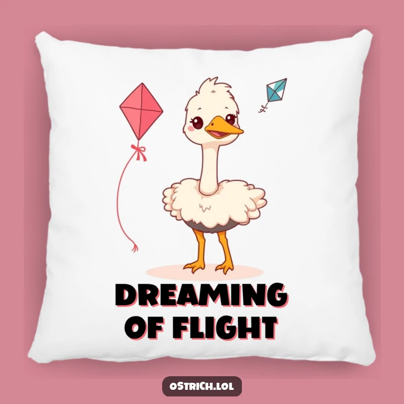 Funny Ostrich Kite Flyer Pillow: Cozy and Hilarious Accent