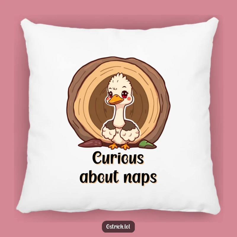 Funny Ostrich Log Peek Pillow: Cozy Curious Bird Cushion for Playful Decor