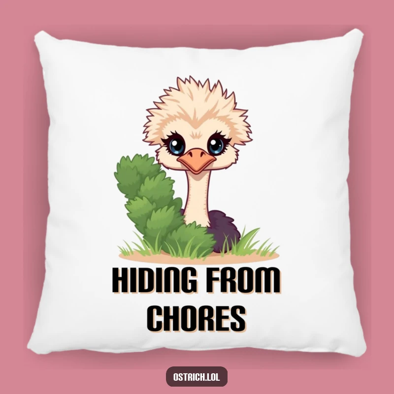Funny Ostrich Peeking Pillow, Cozy Shy Character Cushion, Comfy Funny Gift