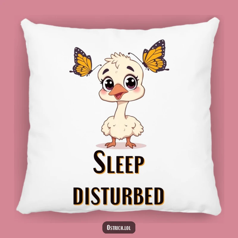 Funny Surprised Ostrich Pillow: Cozy Startled Butterfly Comfort Gift