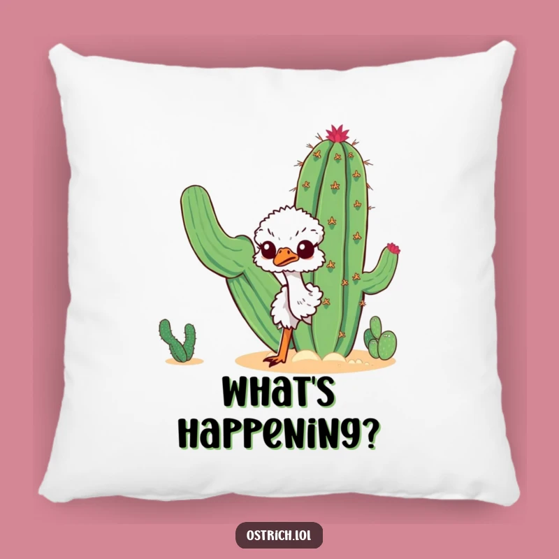 Funny Curious Ostrich Pillow: Soft Desert Cactus Peek Comfort Gift