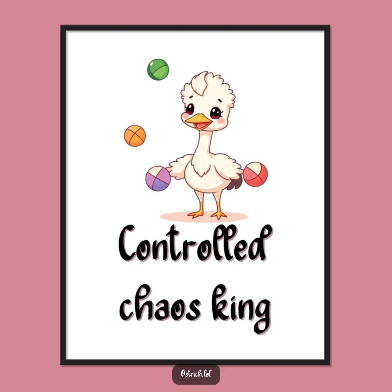 Funny Juggling Ostrich Digital Art: Instant Cheerful Skill Gift