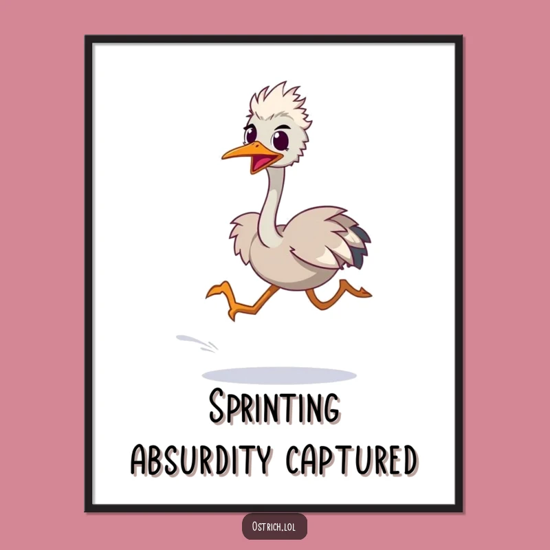 Funny Digital Art: Ostrich Sprinting Fast, Instant Hilarious Energy Print!
