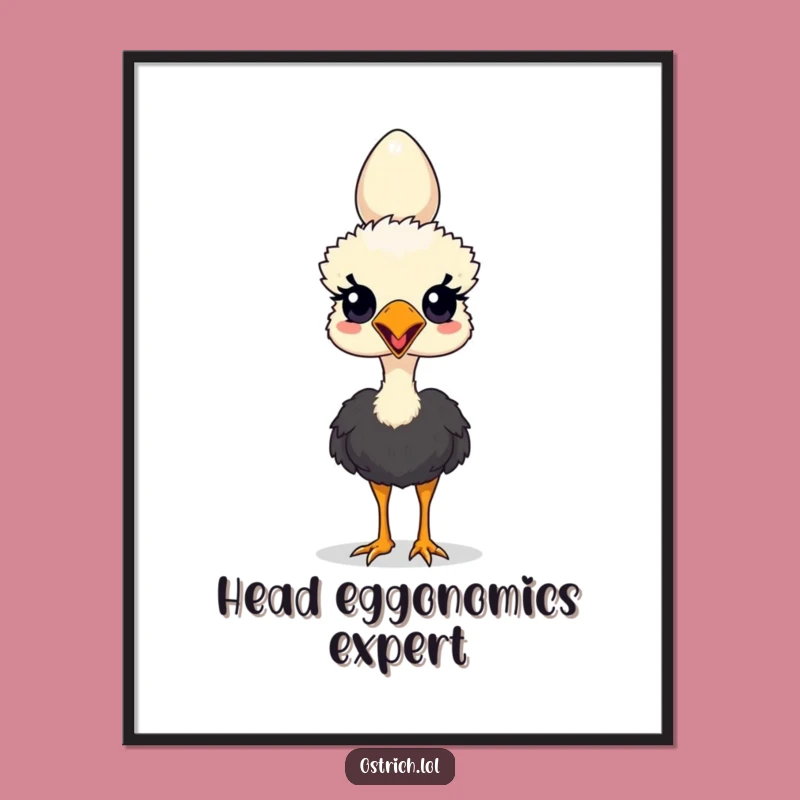 Funny Ostrich Balancing Egg Digital Art - Instant Joyful Decor Gift