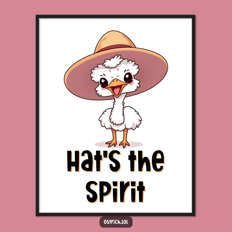 Funny Ostrich Hat Digital Print: Instant Quirky Decor Download