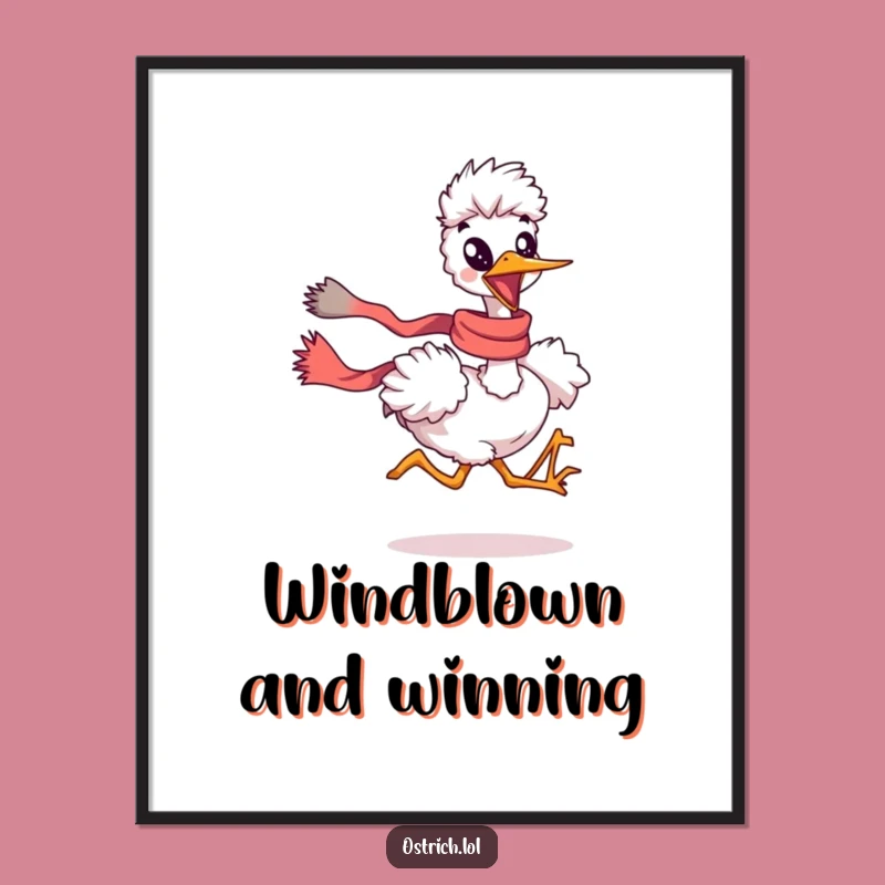 Funny Ostrich Running Scarf Digital Art: Instant Hilarious Speed Decor Gift