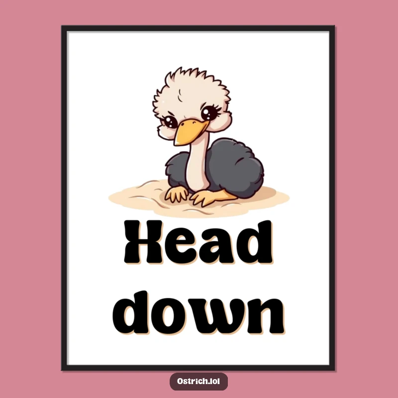Funny Ostrich Drama Digital Art - Humorous Wall Decor