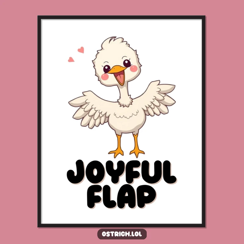 Funny Ostrich Joyful Digital Art - Humorous Wall Decor