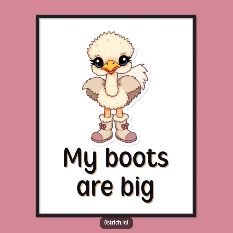 Funny Baby Ostrich Boots Digital Art - Instant Cute Decor Gift