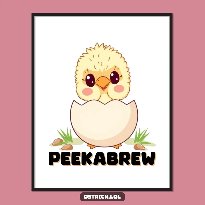 Funny Ostrich Chick Egg Digital Art - Instant Adorable & Hilarious Download