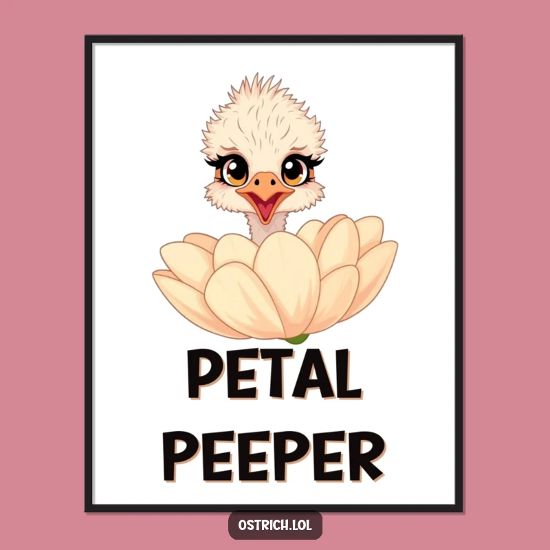 Funny Ostrich Flower Digital Print: Instant Whimsical Decor Download