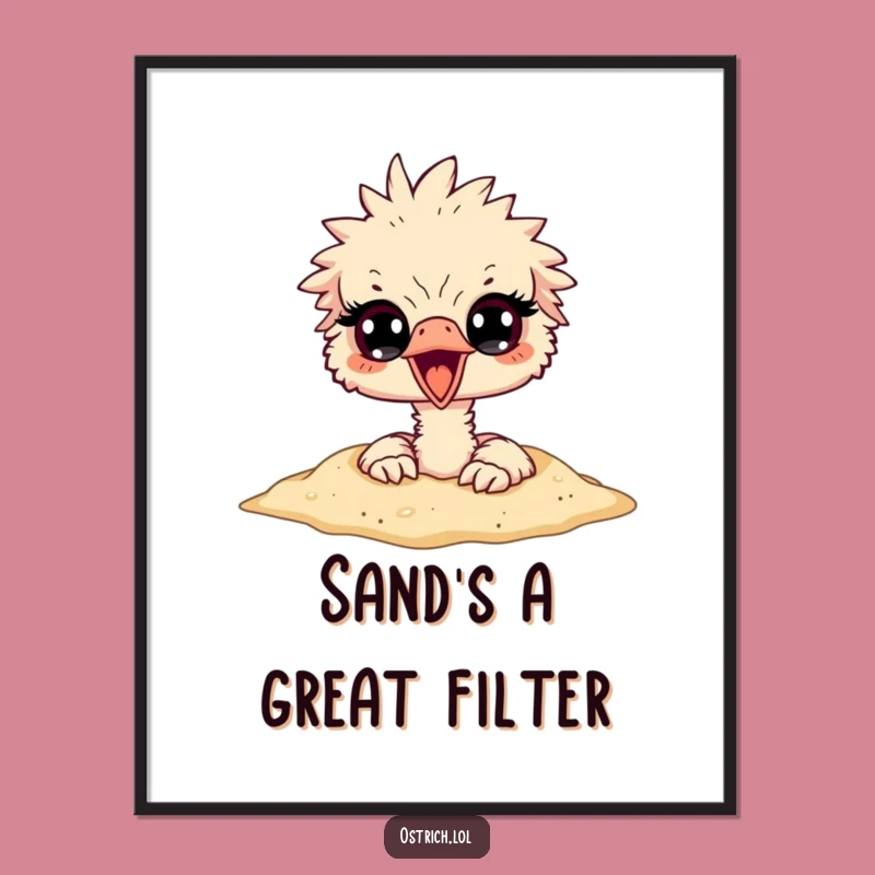 Funny Ostrich Head in Sand Digital Art - Instant Hilarious Decor Download