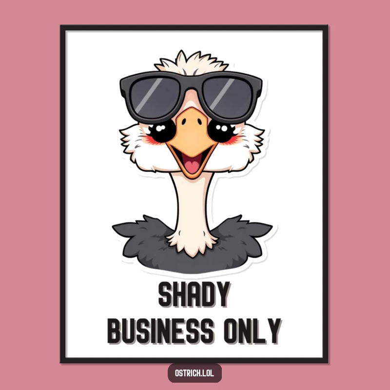Funny Ostrich Sunglasses Digital Art: Hilarious Cool Bird Print for Your Walls
