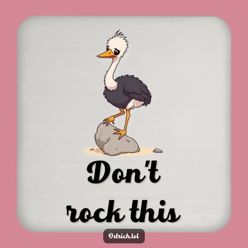 Funny Ostrich Balancing Rock Coaster: Wobbly Bird Drink Protector, Gift Set