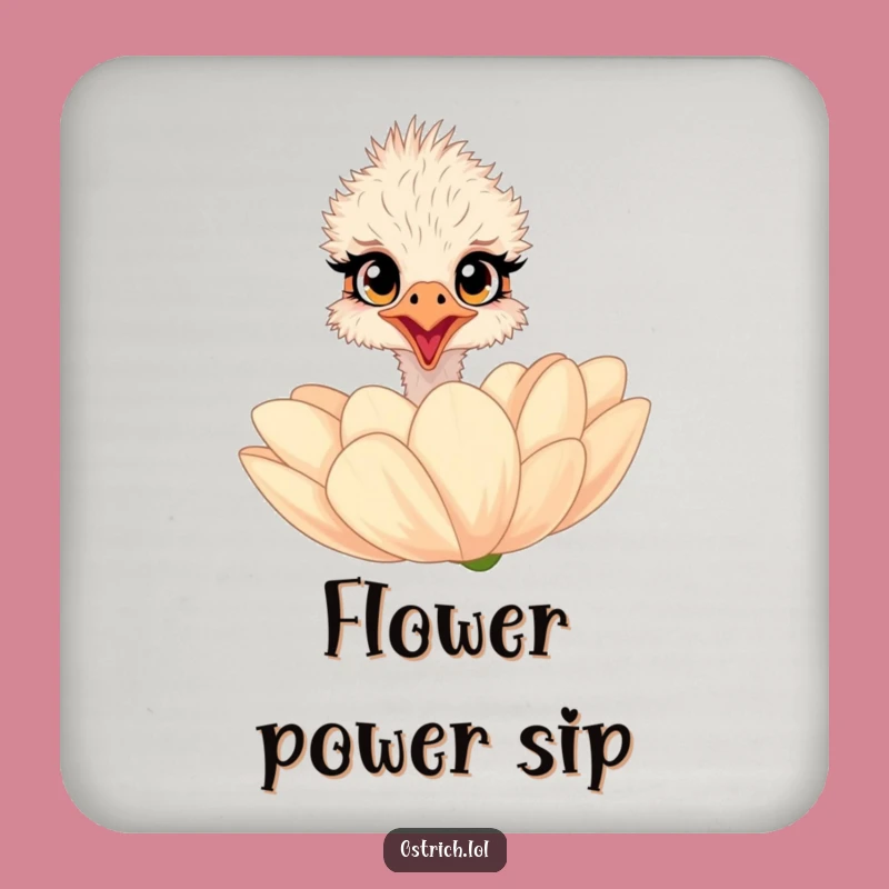 Funny Ostrich Flower Coasters: Protect Surfaces with Charm
