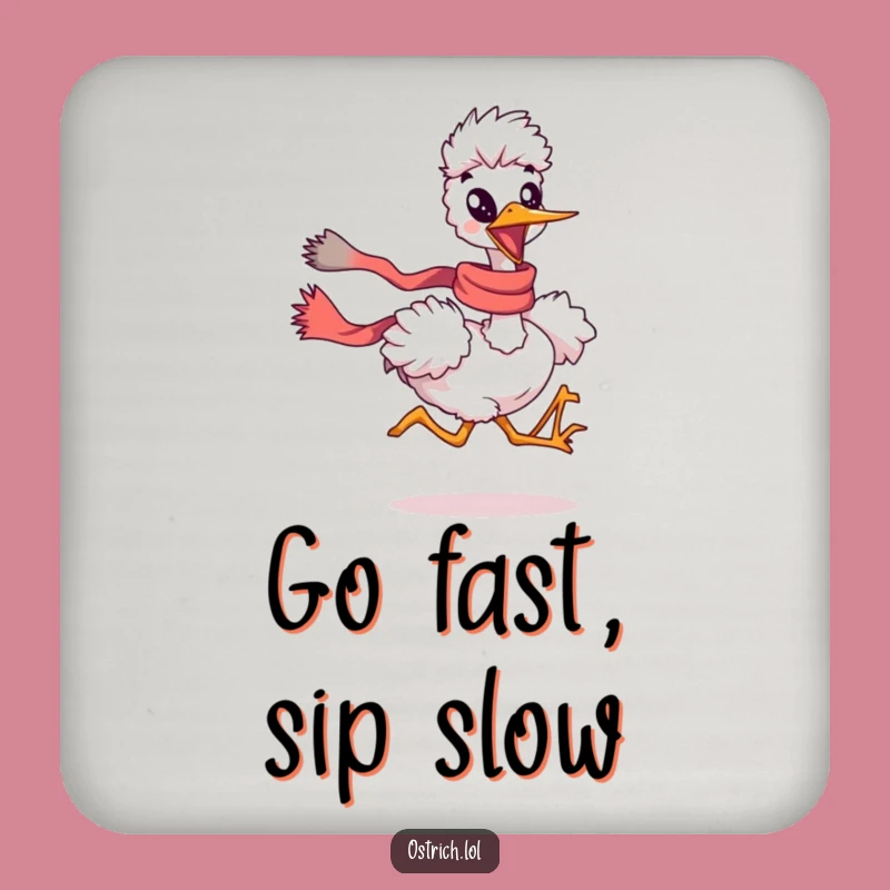Funny Ostrich Running Scarf Coaster: Protect Tables with Hilarious Speed