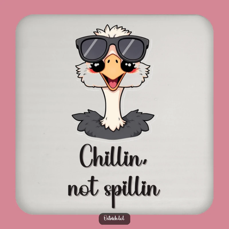 Funny Ostrich Shades Coaster: Hilarious Bird Protection for Your Table