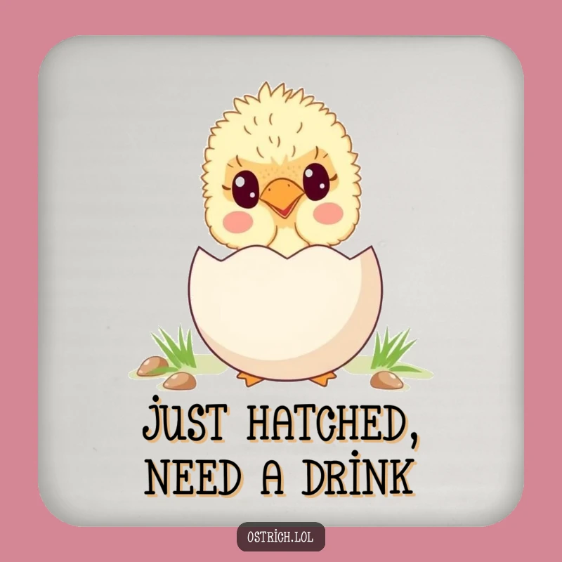 Funny Ostrich Chick Egg Coaster - Adorable Protection with Hilarious Bird Art