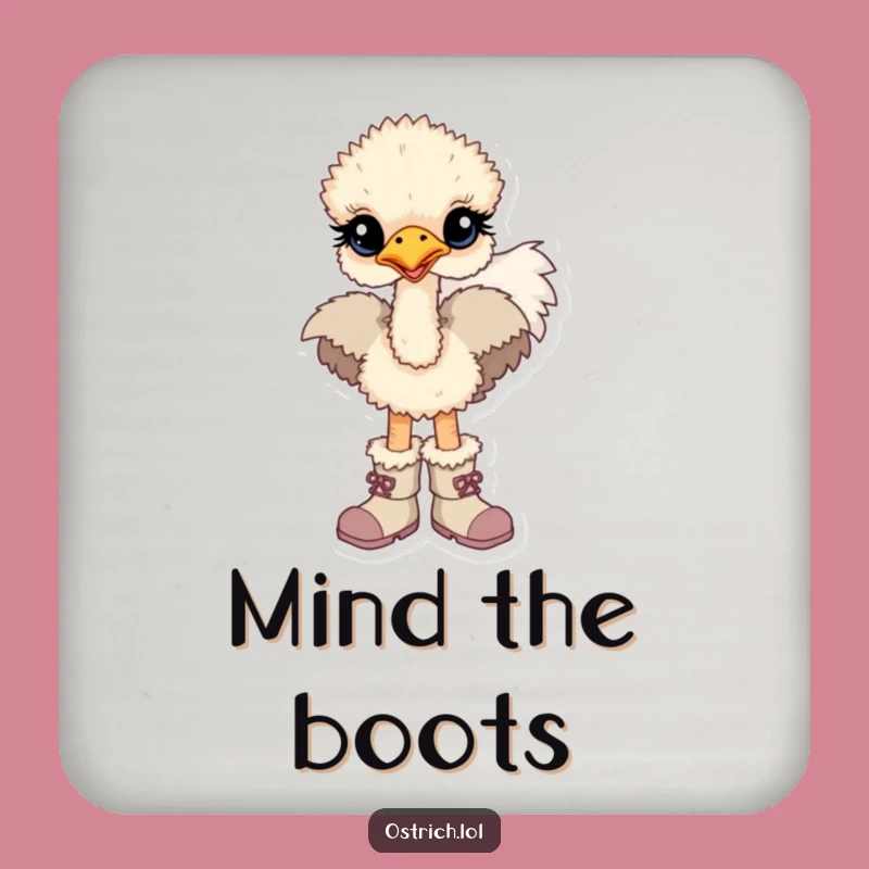 Funny Baby Ostrich Boots Coaster - Protect Surfaces with Cuteness