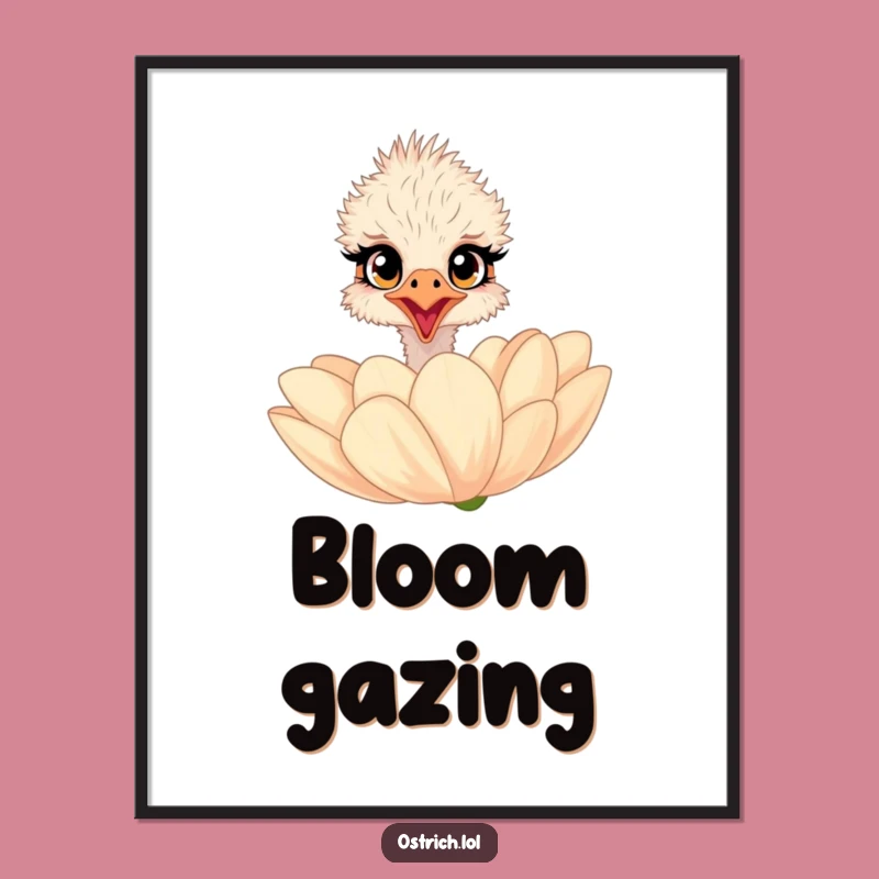 Funny Ostrich Flower Poster: Enchanting Wall Art for Your Space