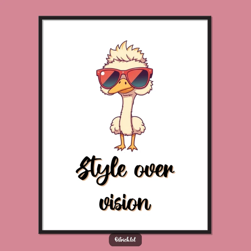 Funny Ostrich Sunglasses Poster: Decorate with Oversized Hilarious Style