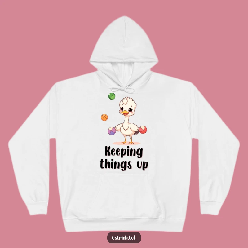 Funny Juggling Ostrich Hoodie: Cozy Up with Cheerful Hilarious Skills